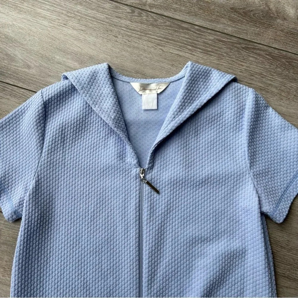 Vintage Diamond Tea Textured Zip Up Uniform Style Mini Dress - Picture 7 of 13